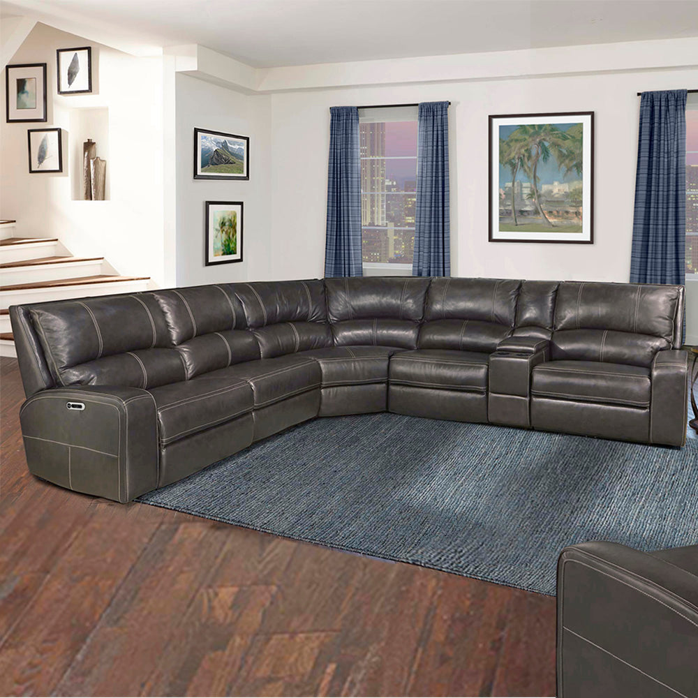 Living Swift - Twilight 6 Piece Modular Power Reclining Sectional with Power Adjustable Headrests