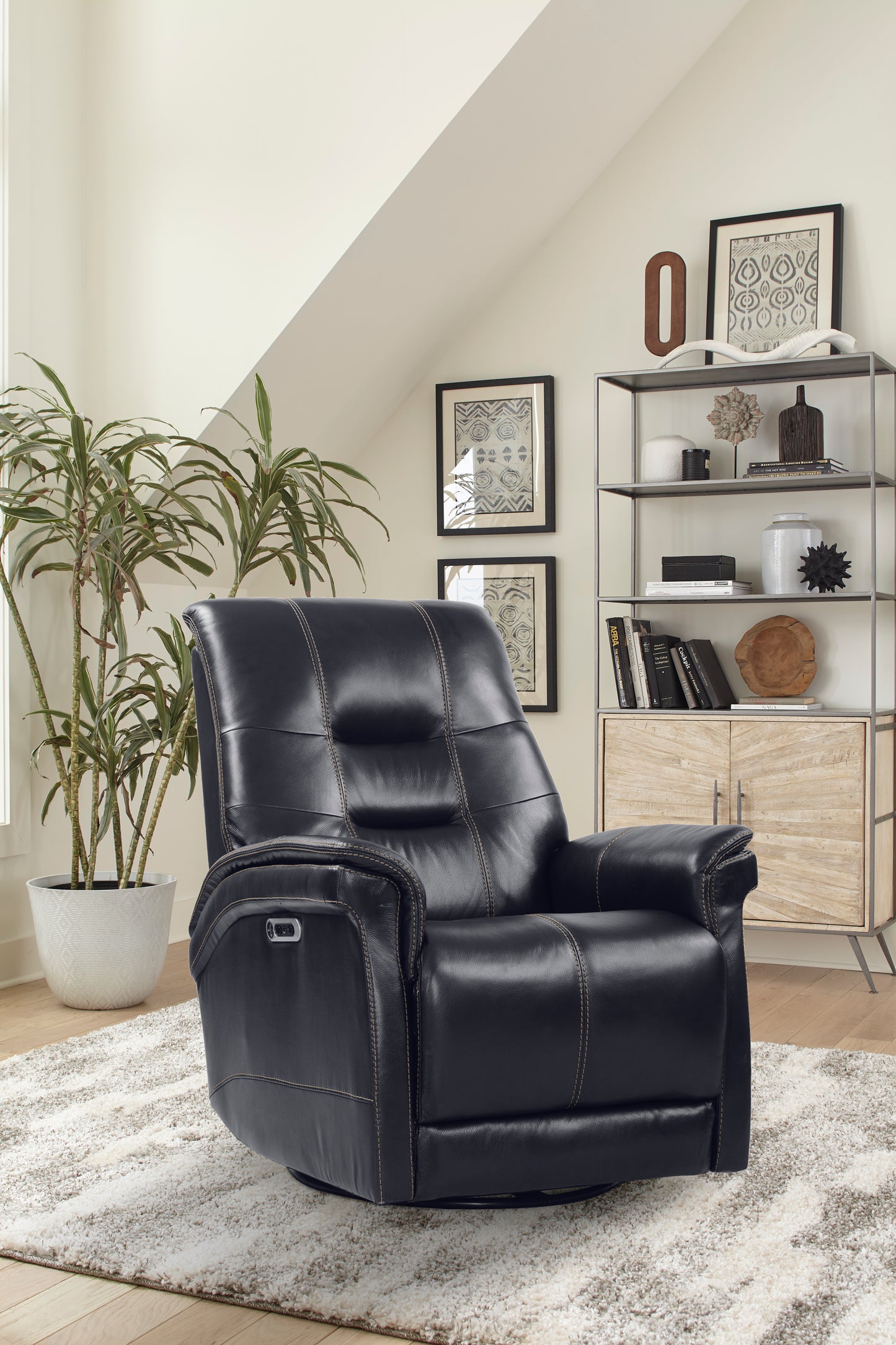 Living Carnegie - Verona Blackberry Cordless Power Swivel Glider Recliner