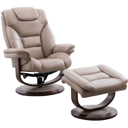 Living Monarch - Linen Manual Reclining Swivel Chair and Ottoman