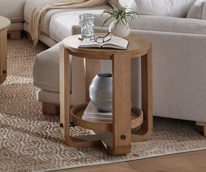 House Escape Round End Table with Shelf