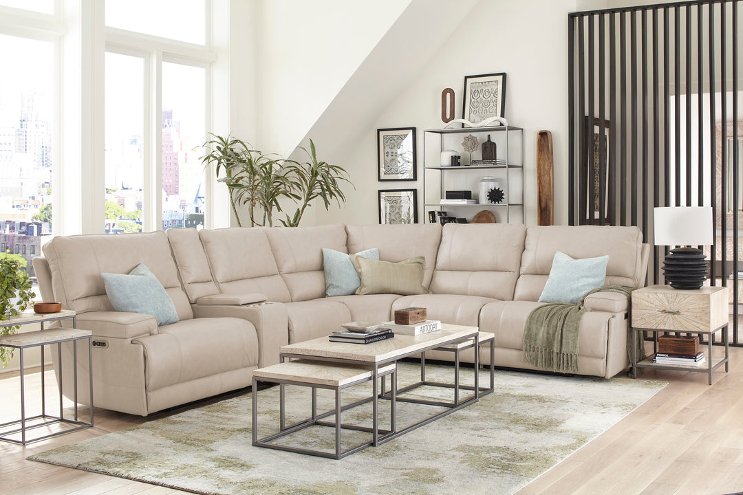 Parker Living Whitman - Verona Linen - Powered By Freemotion 6 Piece Modular Power Reclining Sectional with Power Adjustable Headrests