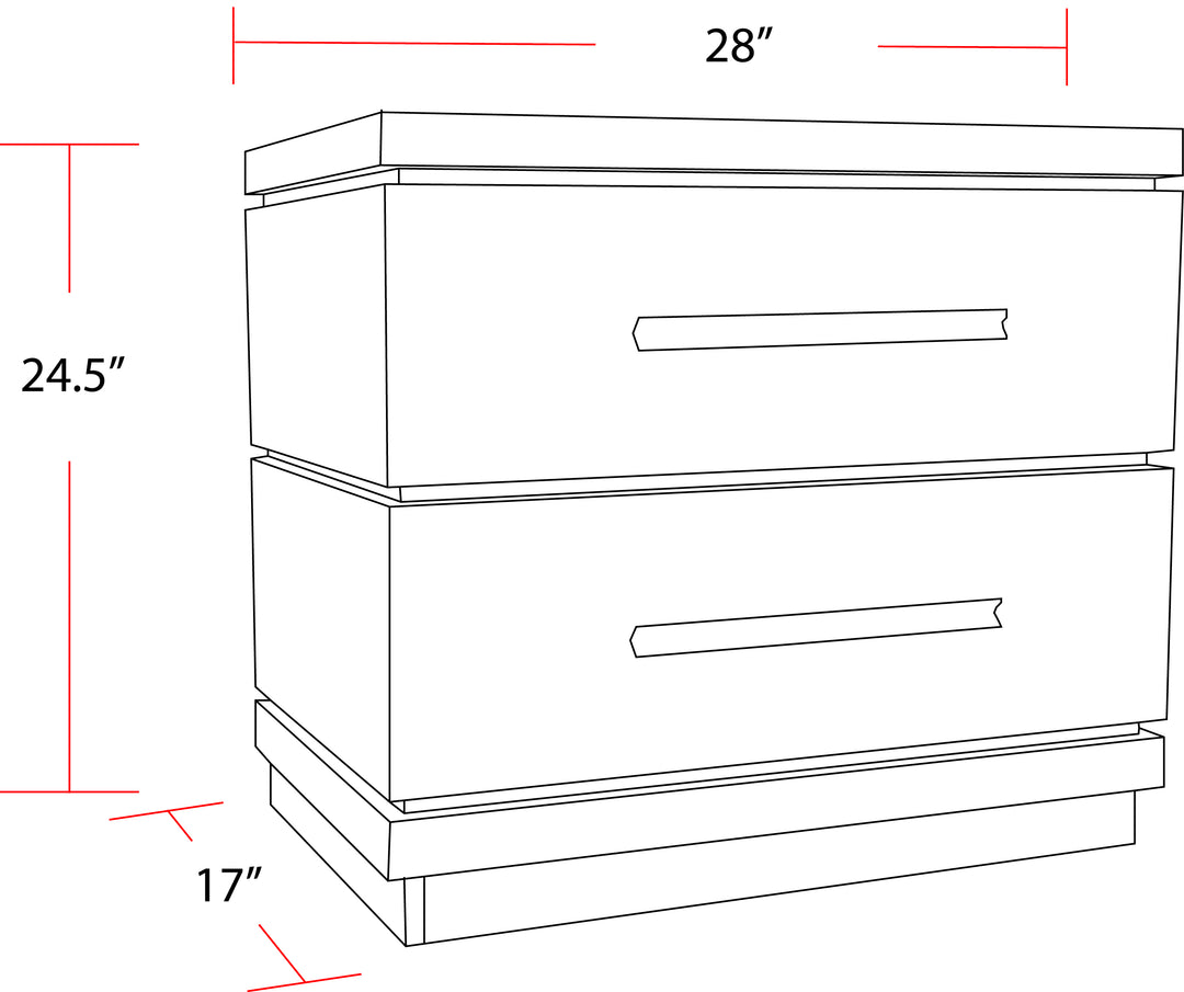 House Pure Modern Bedroom 2 Drawer Nightstand