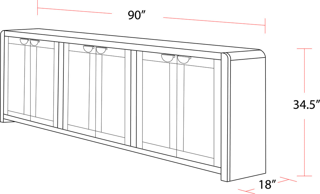 House Escape 90 In. Console with Reversible Panel Doors