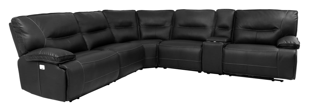 Living Spartacus - Black 6 Piece Modular Power Reclining Sectional with Power Adjustable Headrests