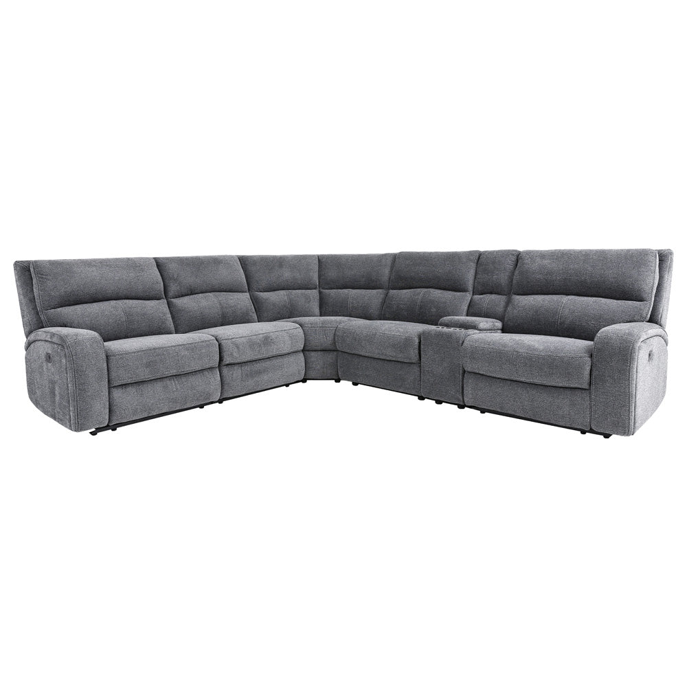 Living Polaris - Bizmark Grey 6 Piece Modular Power Reclining Sectional with Power Adjustable Headrests