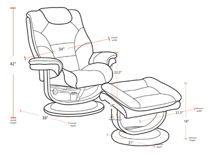 Living Monarch - Ice Manual Reclining Swivel Chair and Ottoman