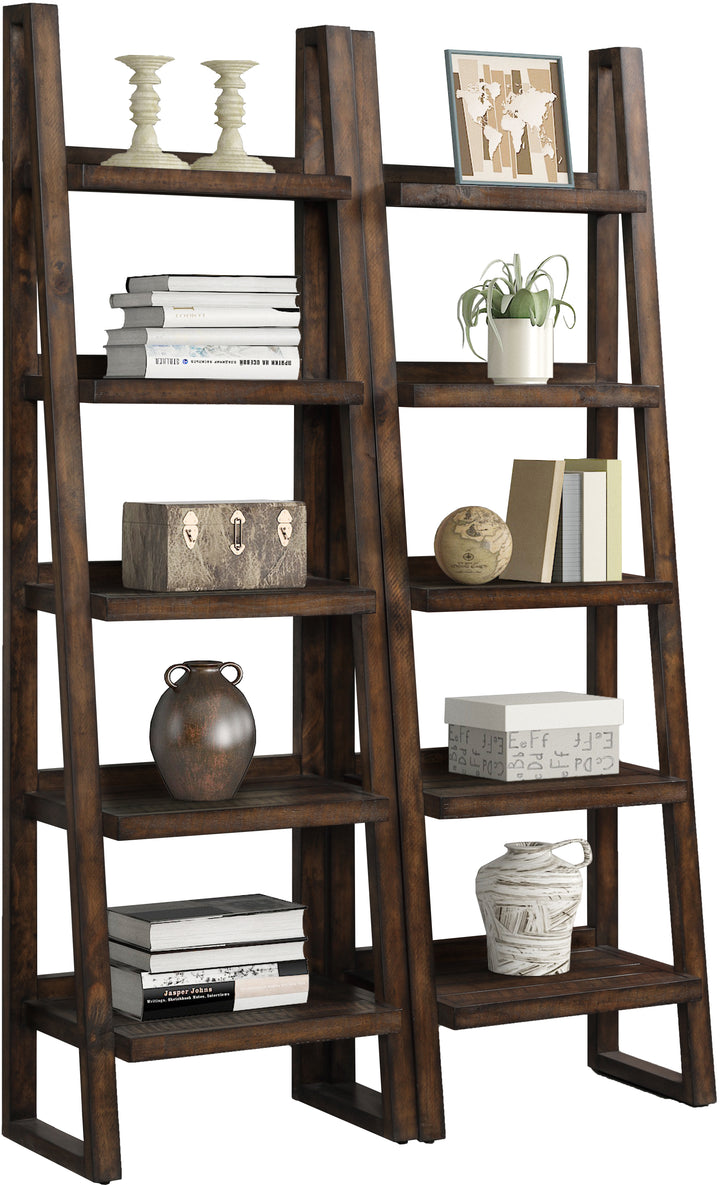 House Tempe - Tobacco Pair Of Etagere Bookcases