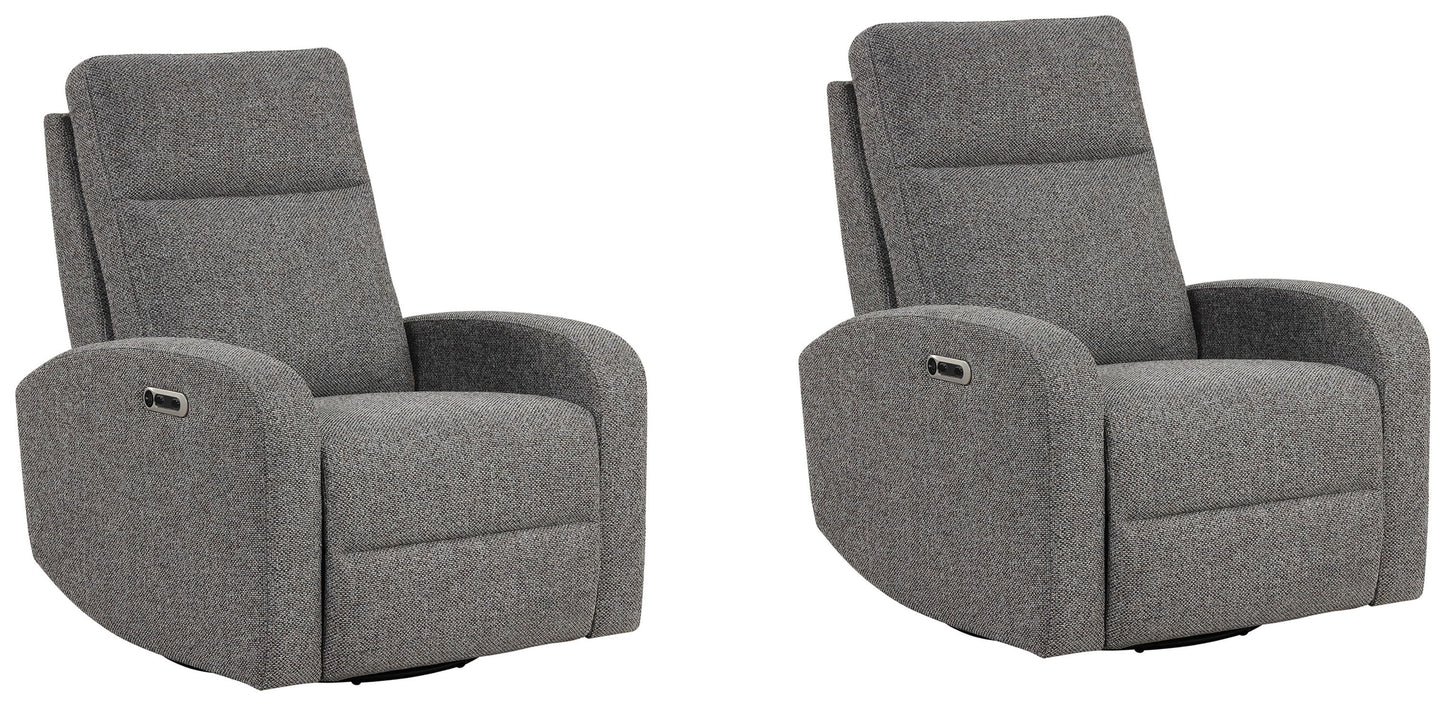 Living Thriller - Natural Beauty Grey Power Swivel Glider Recliner Two Pack