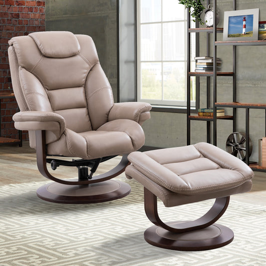 Living Monarch - Linen Manual Reclining Swivel Chair and Ottoman