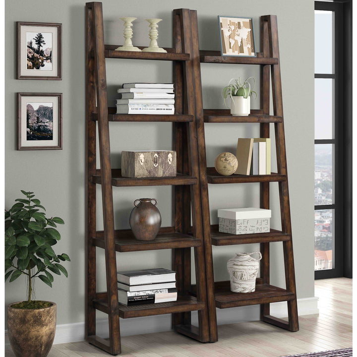 House Tempe - Tobacco Pair Of Etagere Bookcases