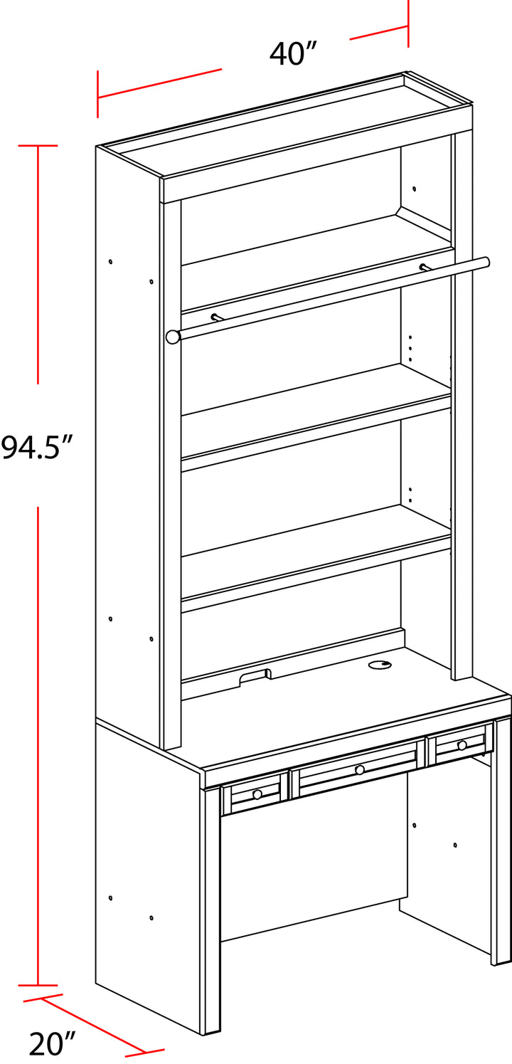 House Catalina 40 In. Library Desk and Hutch