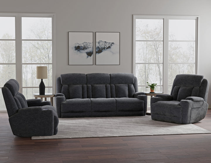 Living Dalton - Lucky Charcoal Power Reclining Sofa Loveseat and Recliner